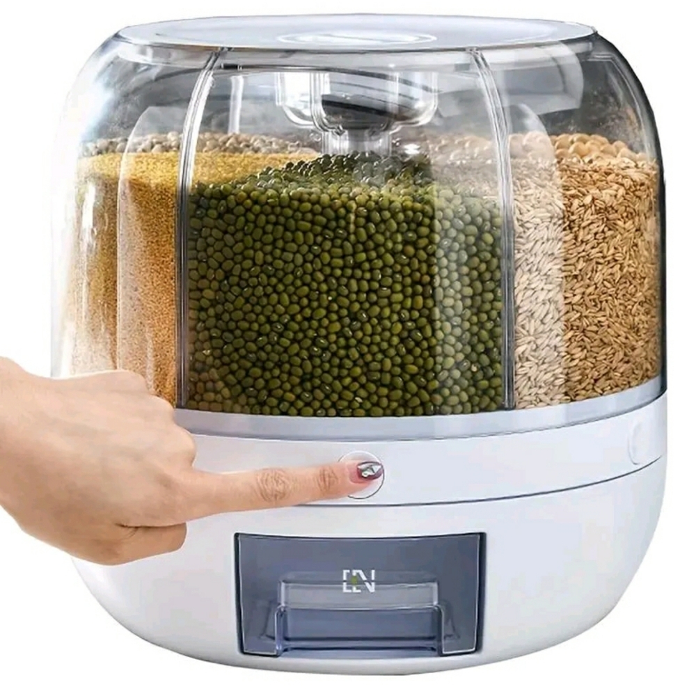 Rotating Food Dispenser Grain Storage Container